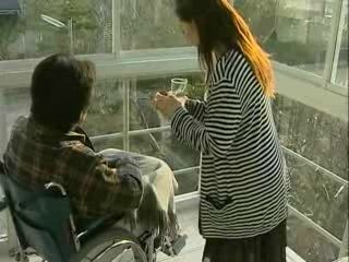 Japanese Wife Gets Excited by Hairless Guy on Chair (85 characters)